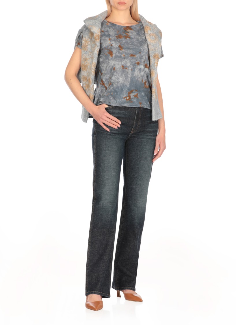 Avant Toi Cotton Sweater With Contrasting Pattern In Blue