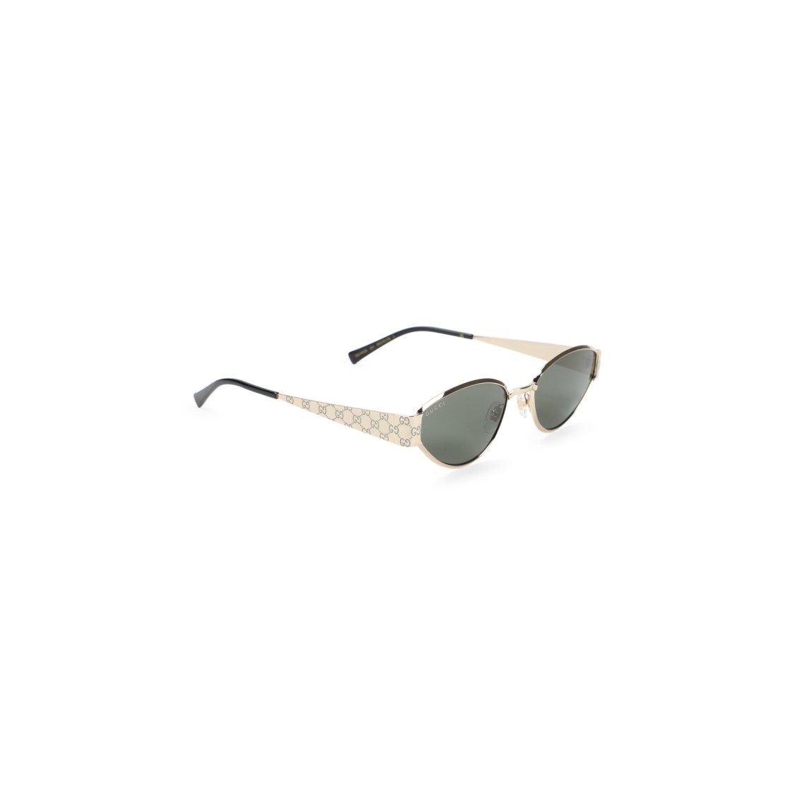 Gucci Gold Metal Oval Sunglasses With Green Acetate Lenses In Burgundy
