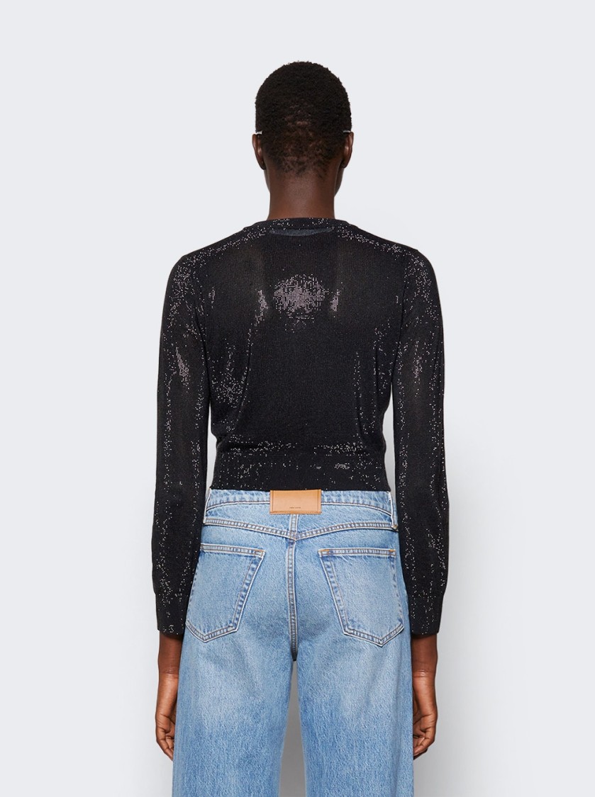 Alexander Wang Cropped Crewneck Cardigan Black In Black