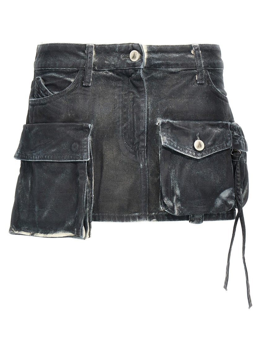 Attico Fay Cargo Mini Skirt In Gray