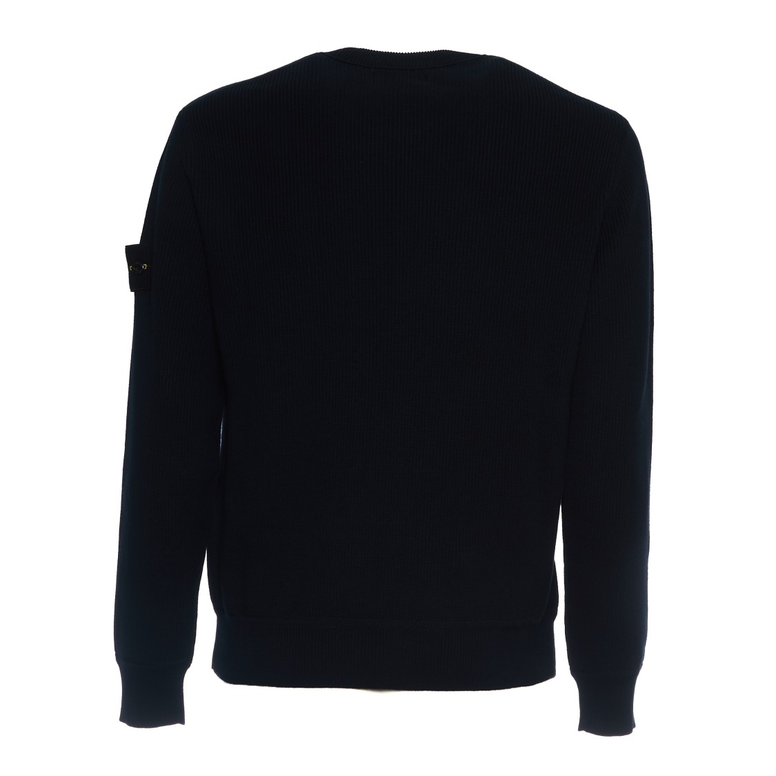 Shop Stone Island Ribbed Organic Cotton Sweater With Brand Badge In Blue