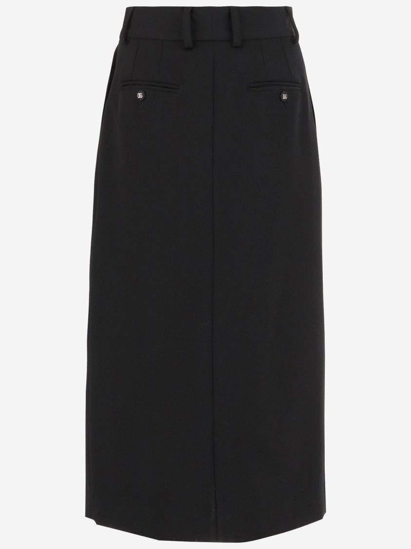 Dolce & Gabbana Wool Pencil Skirt Longuette In Black