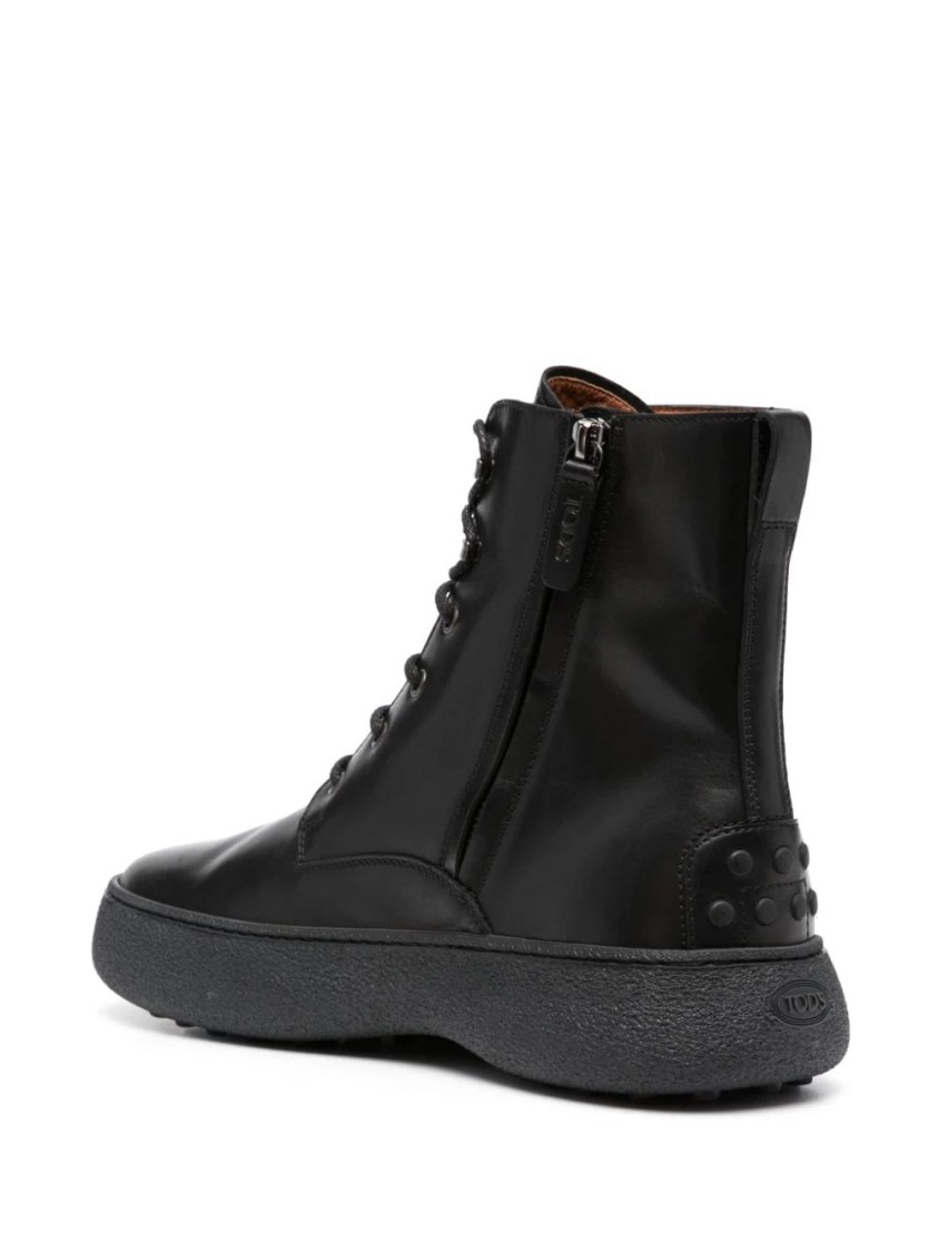 Tod's Logo-debossed Leather Boots In Black