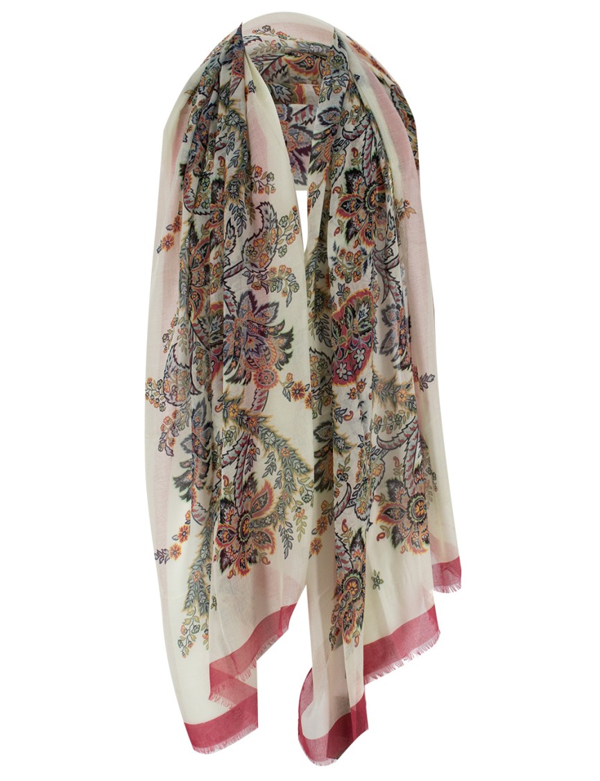Etro Delicate Floral Motif Scarf In Neutrals