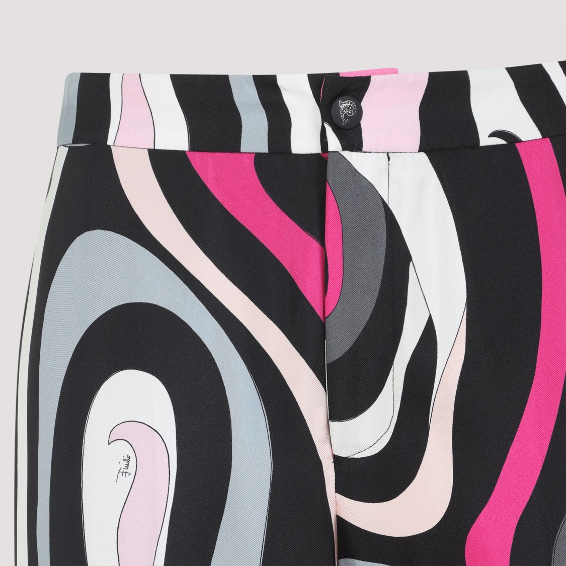 Shop Pucci Wide-leg Trousers With Abstract Print In Luxurious Silk