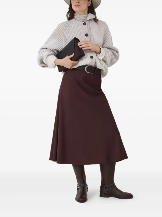 スカート Brunello Cucinelli Flowing Brown Maxi Skirt With Minimalist Brunello Cucinelli Flowing Brown Skirt With Minimalist