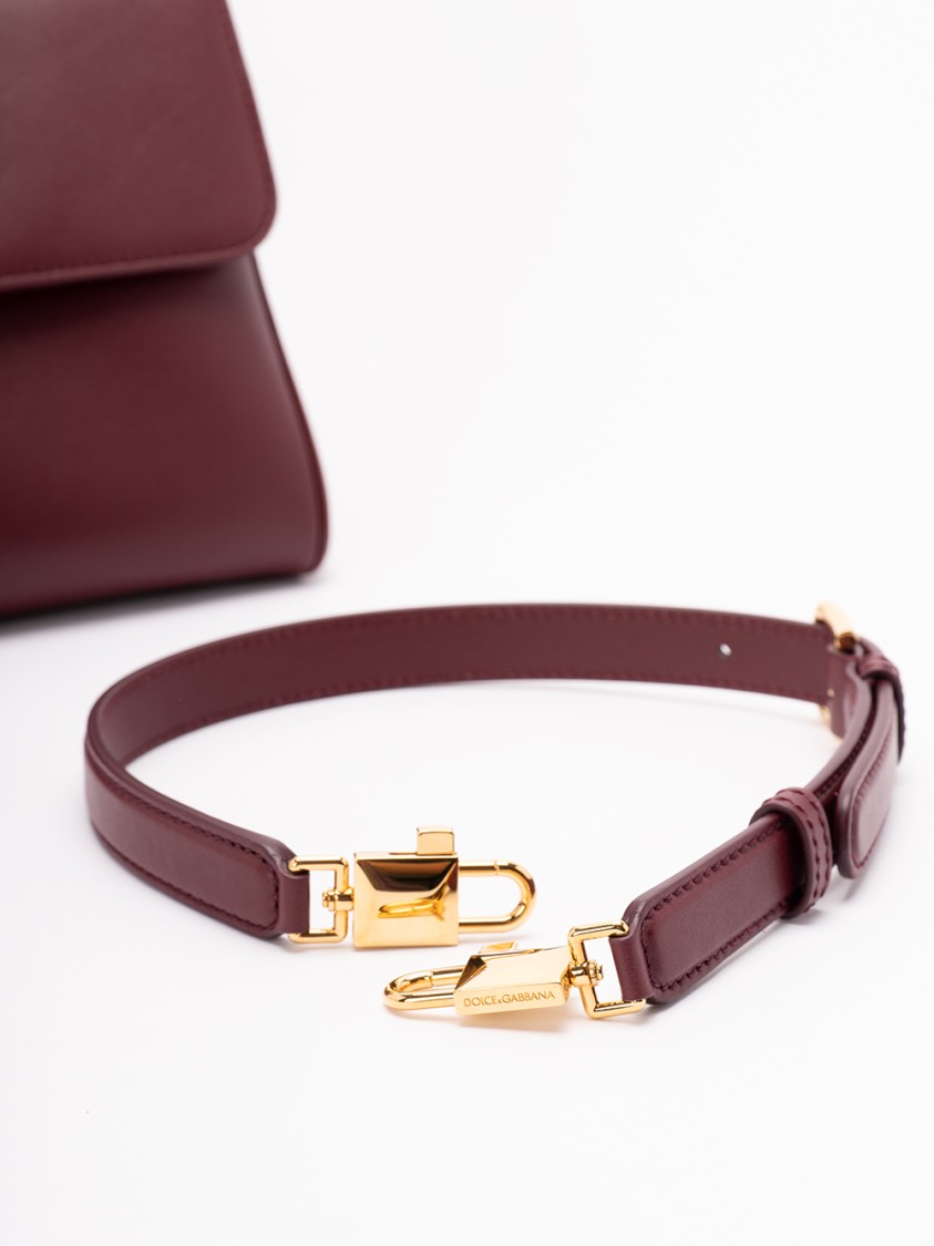 Dolce & Gabbana Structured Calf Leather Handbag In Red