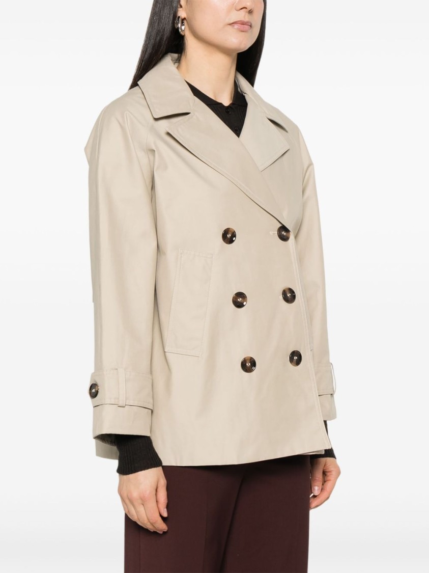 Barbour Maisy Double-breasted Jacket Front Pockets In Grey