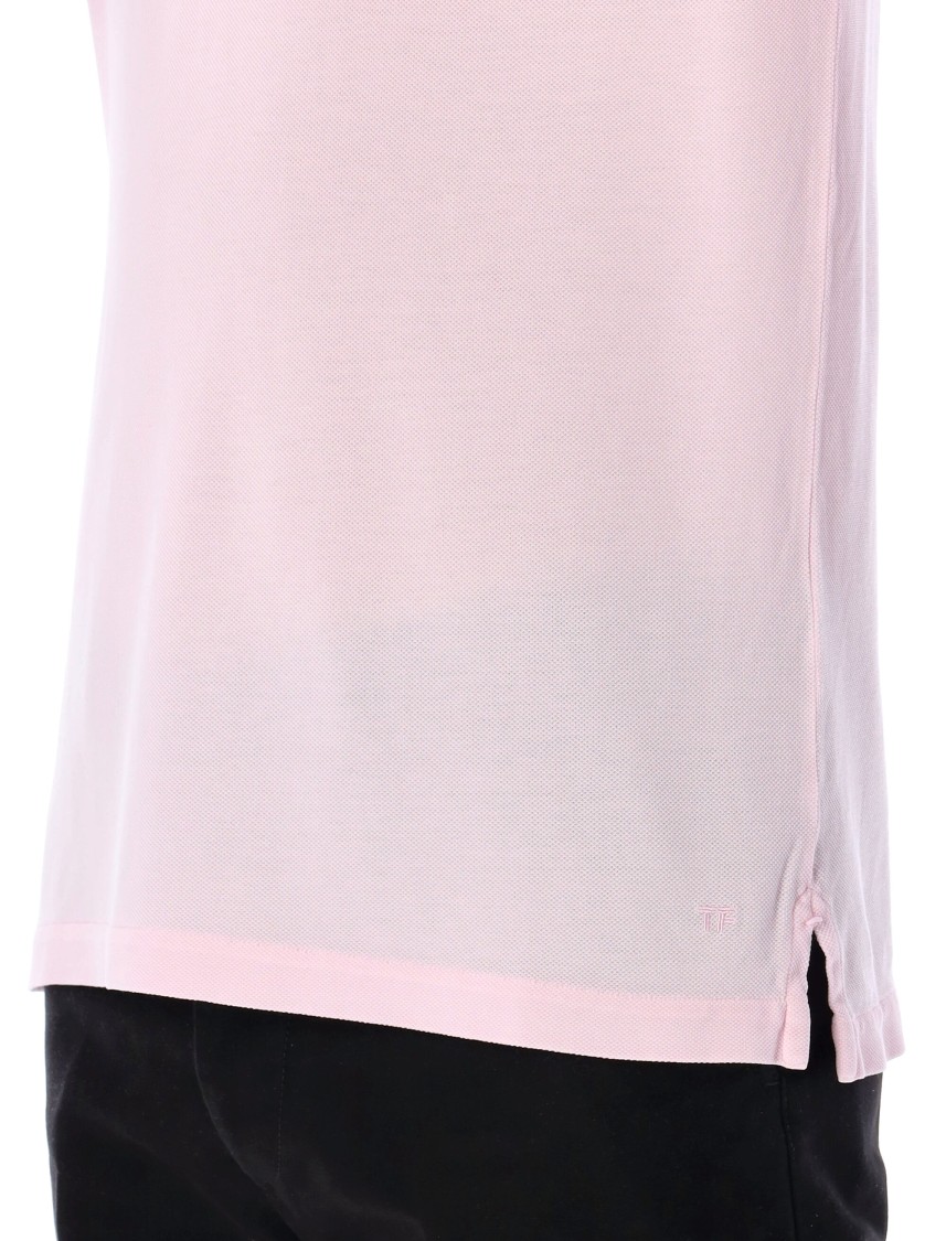 Tom Ford Classic Piquet Polo With Three-button Placket In Pink