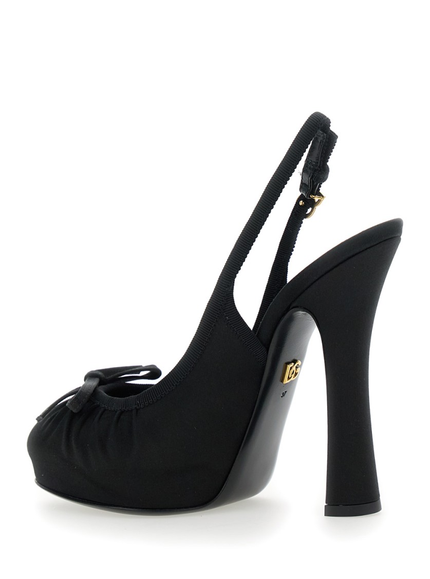 DOLCE & GABBANA DOLCE & GABBANA BLACK FABRIC PUMPS WITH METALLIC DG BUCKLE