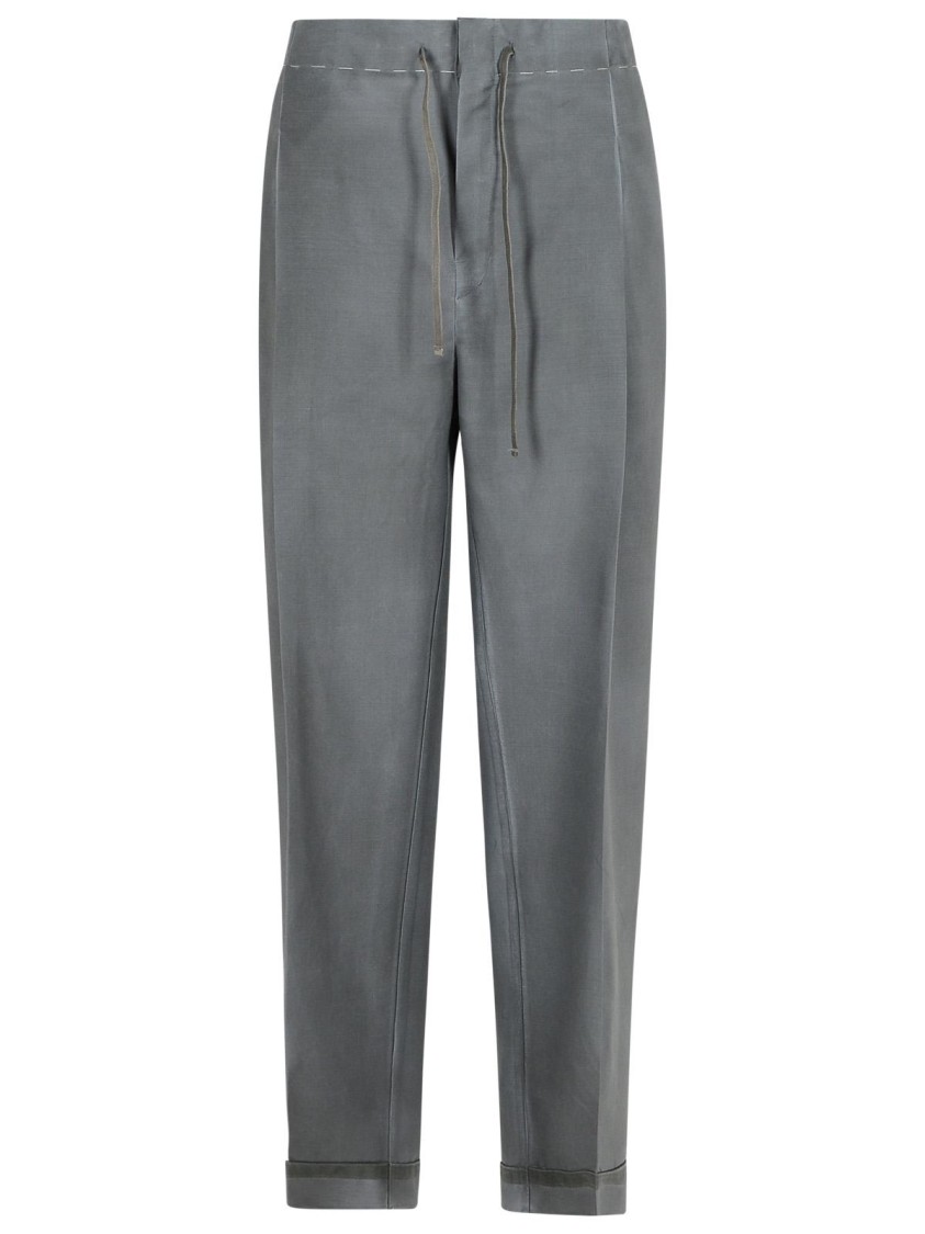 Maison Margiela Mohair Blend Trousers Featuring Drawstring Waist In Grey