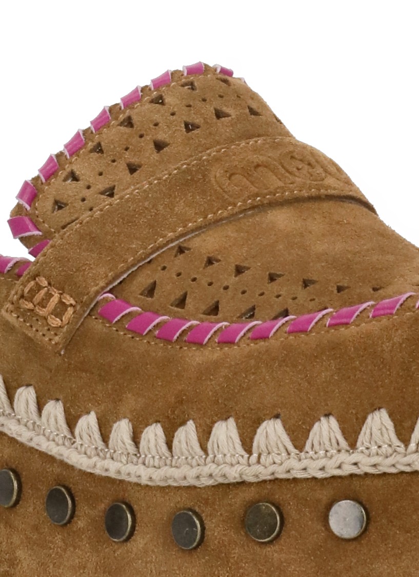 Shop Mou Brown Suede Leather Sabot