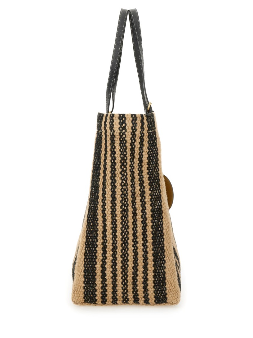Shop Anya Hindmarch Woven Tote Bag With Logo In Multicolor
