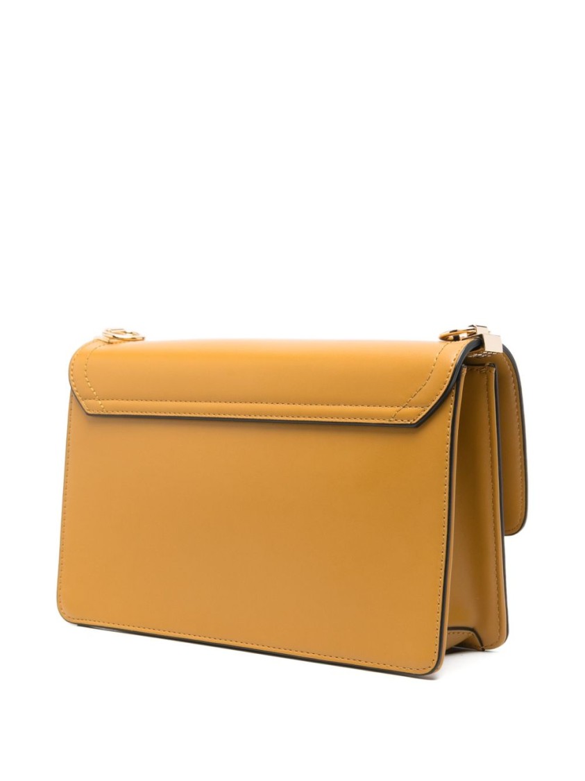 Twinset Twin-set Mustard Yellow Shoulder Bag With Gold-tone Chain-link Closure In Yellow