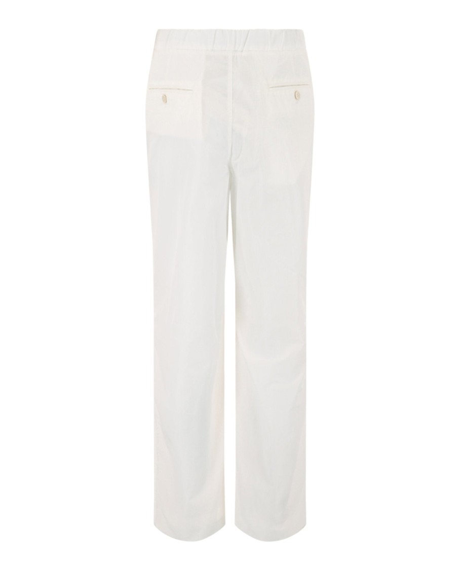 Ferragamo Mid-rise Straight Leg Pants With Flap Pockets In White