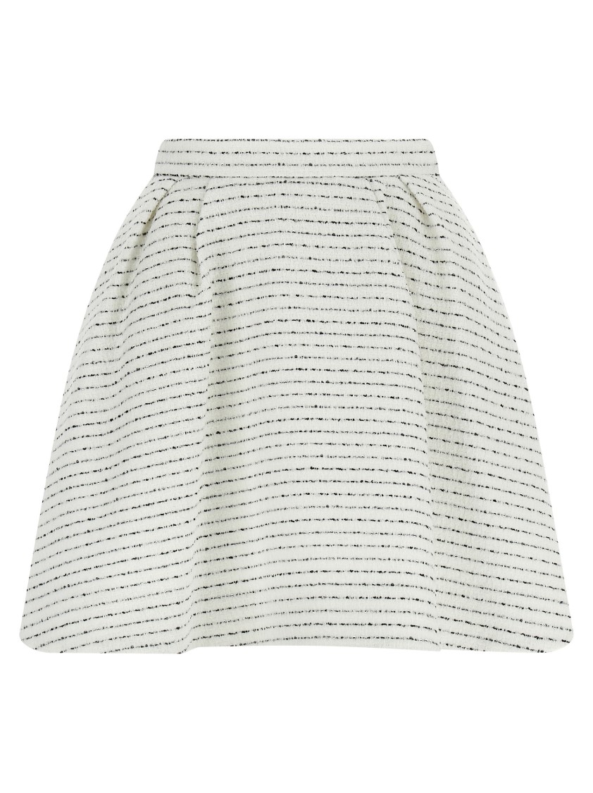 Alessandra Rich Tweed Mini Skirt With Micro Sequins And Pleated Waist In Multi