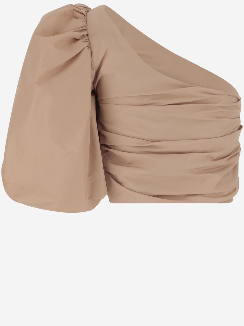 Pinko Asymmetrical One-shoulder Taffeta Top In Cameo Pink In Neutrals