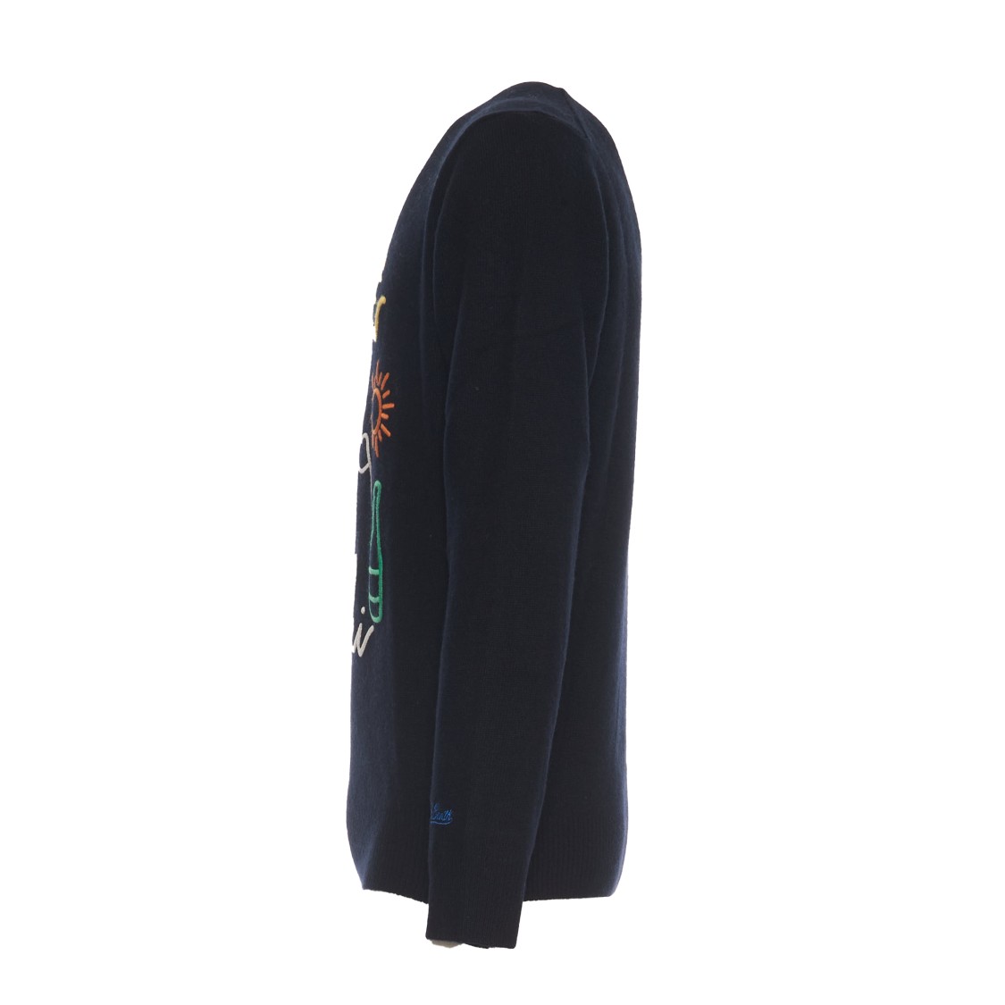 Mc2 Saint Barth Heron Sweater Round-neck Sweater In Black