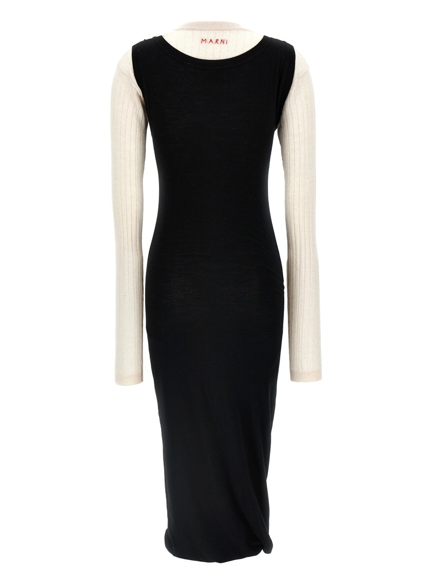 Marni Multi-layered Dress With Crinkled Hem In Black