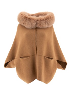 ポンチョ・ケープ Giovi Wool and cashmere cape Giovi Wool And Cashmere Poncho With Fur Collar Cape | THE LIST