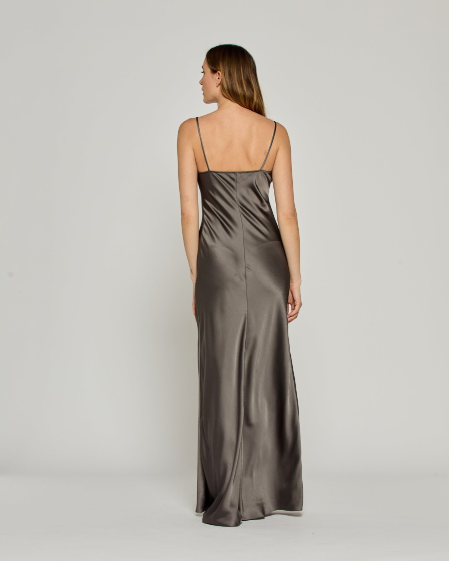 SERENA BUTE SERENA BUTE SATIN SLIP DRESS '25 - CHARCOAL