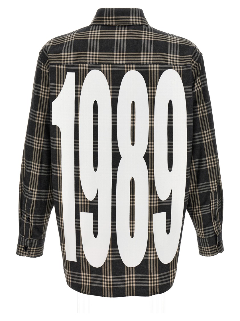 1989 Studio Plaid Shirt Logo Chest Pockets In Gray