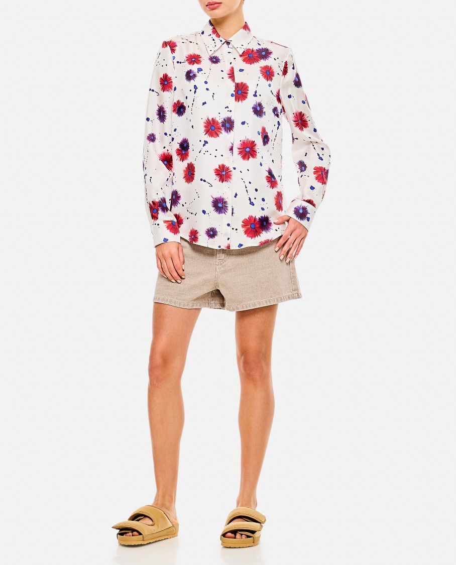 Gabriela Hearst Floral-print Front Button Blouse With Classic Collar
