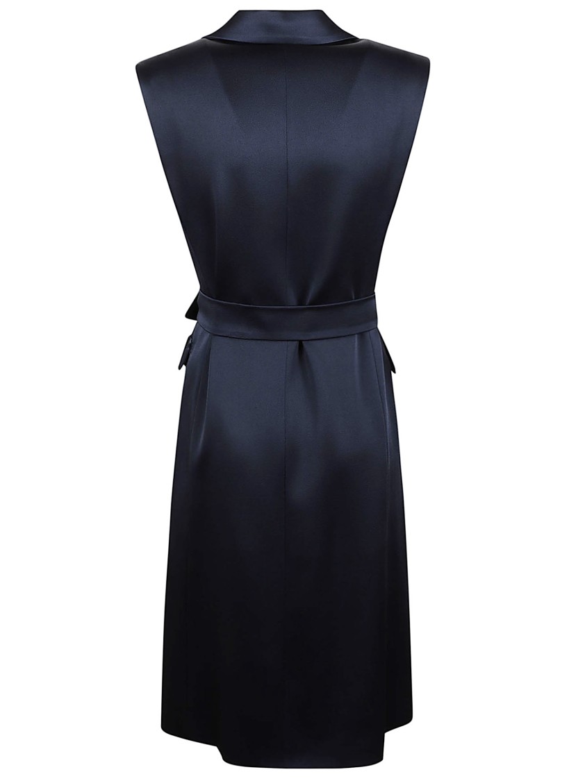Max Mara Sleeveless Tailored Jacket With Deep V-neckline In Blue