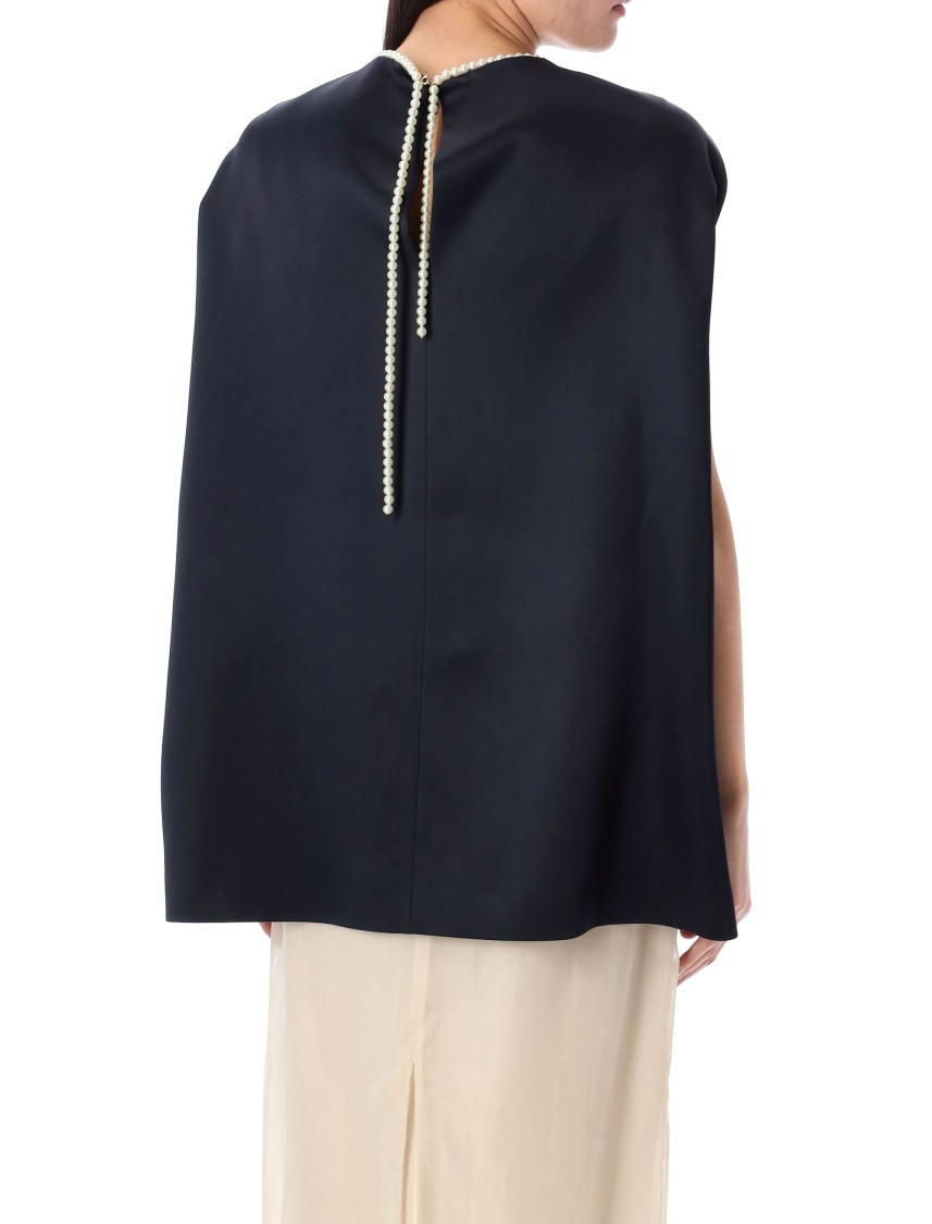 Shop Carven Cocoon Top With Mock-pearls Trim In Black