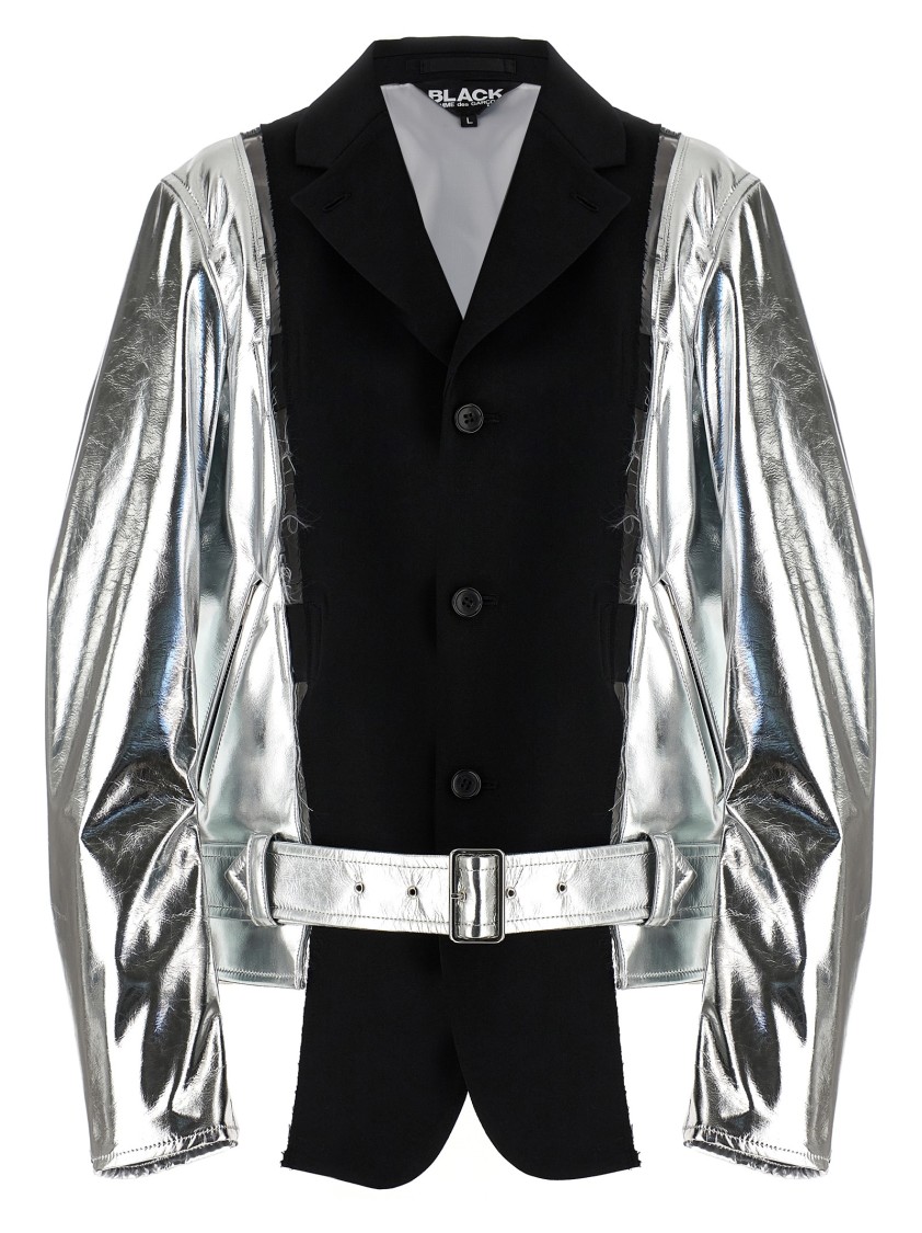 Comme Des Garçons Avant-garde Laminated Jacket With Wool Insert In Silver