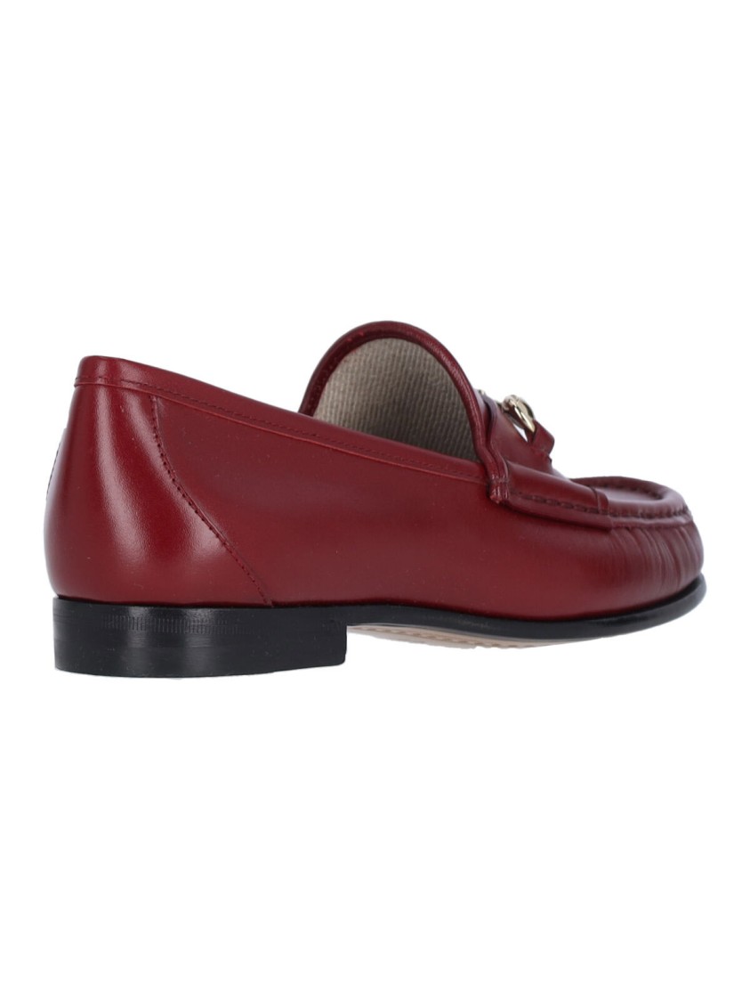 Gucci Loafers Leather Metallic Detail In Burgundy