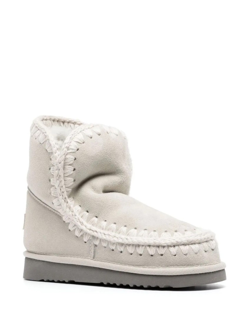 Mou Casual Ankle Boots With Decorative Stitching In Gray