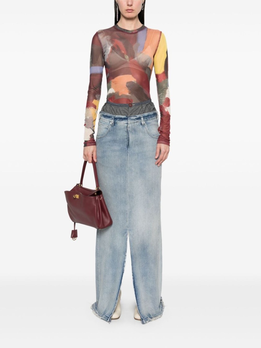 Shop Maison Margiela High-waisted Denim Maxi Skirt In Blue