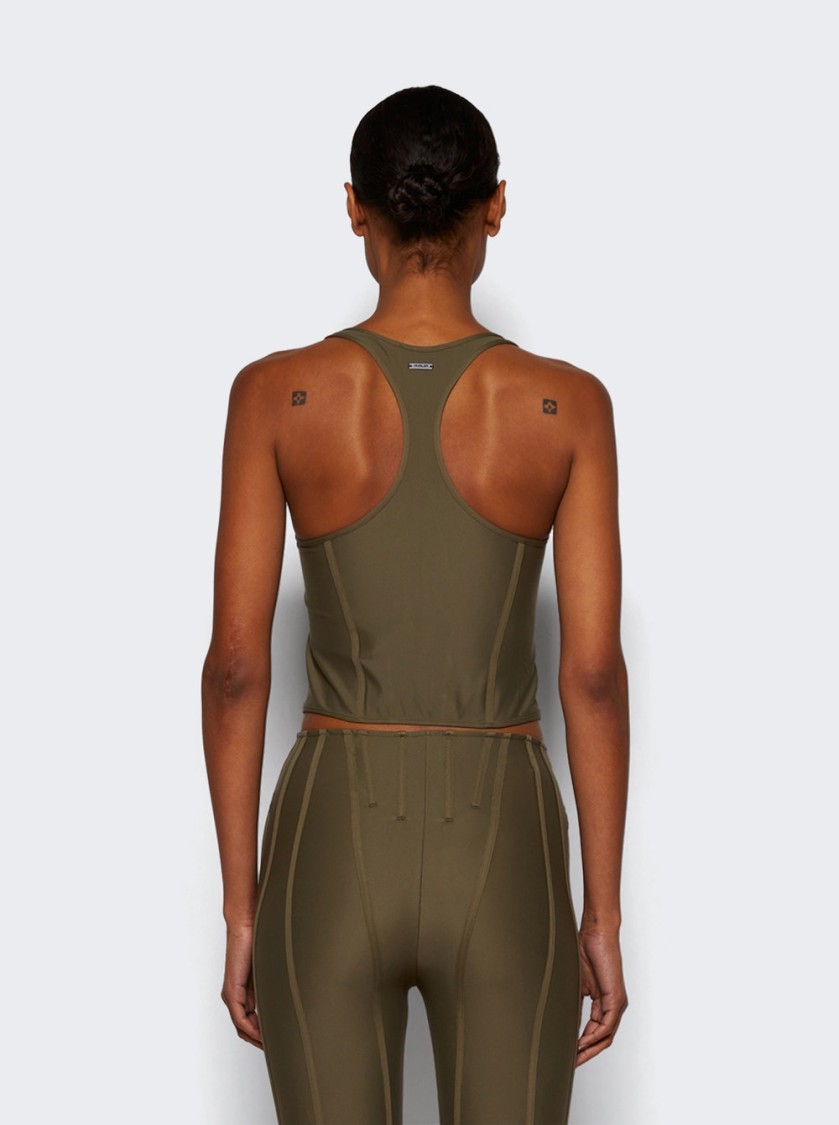 Mugler Corset Top Khaki In Green