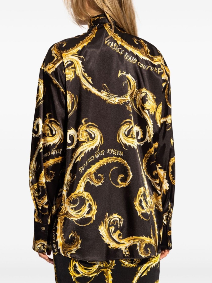 Shop Versace Jeans Couture Bow Satin Shirt In Black