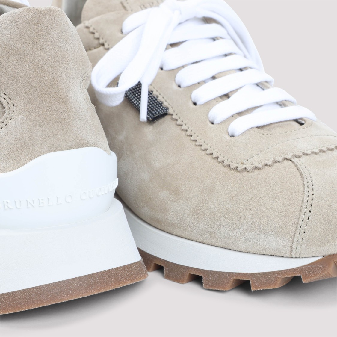 Brunello Cucinelli Monili-chain Suede Sneakers