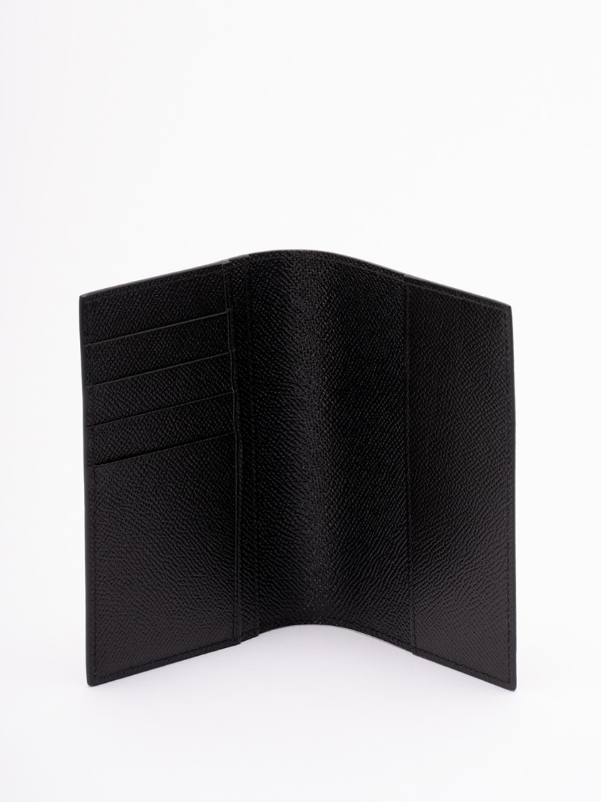 Dolce & Gabbana Calf Leather Passport Holder In Black