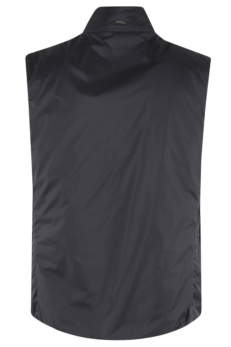 Herno High-collar Microfibre Gilet With Zip Closure In Black