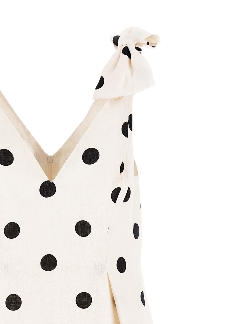 Zimmermann Polka-dot Bow-detail Linen Midi Dress In Multi
