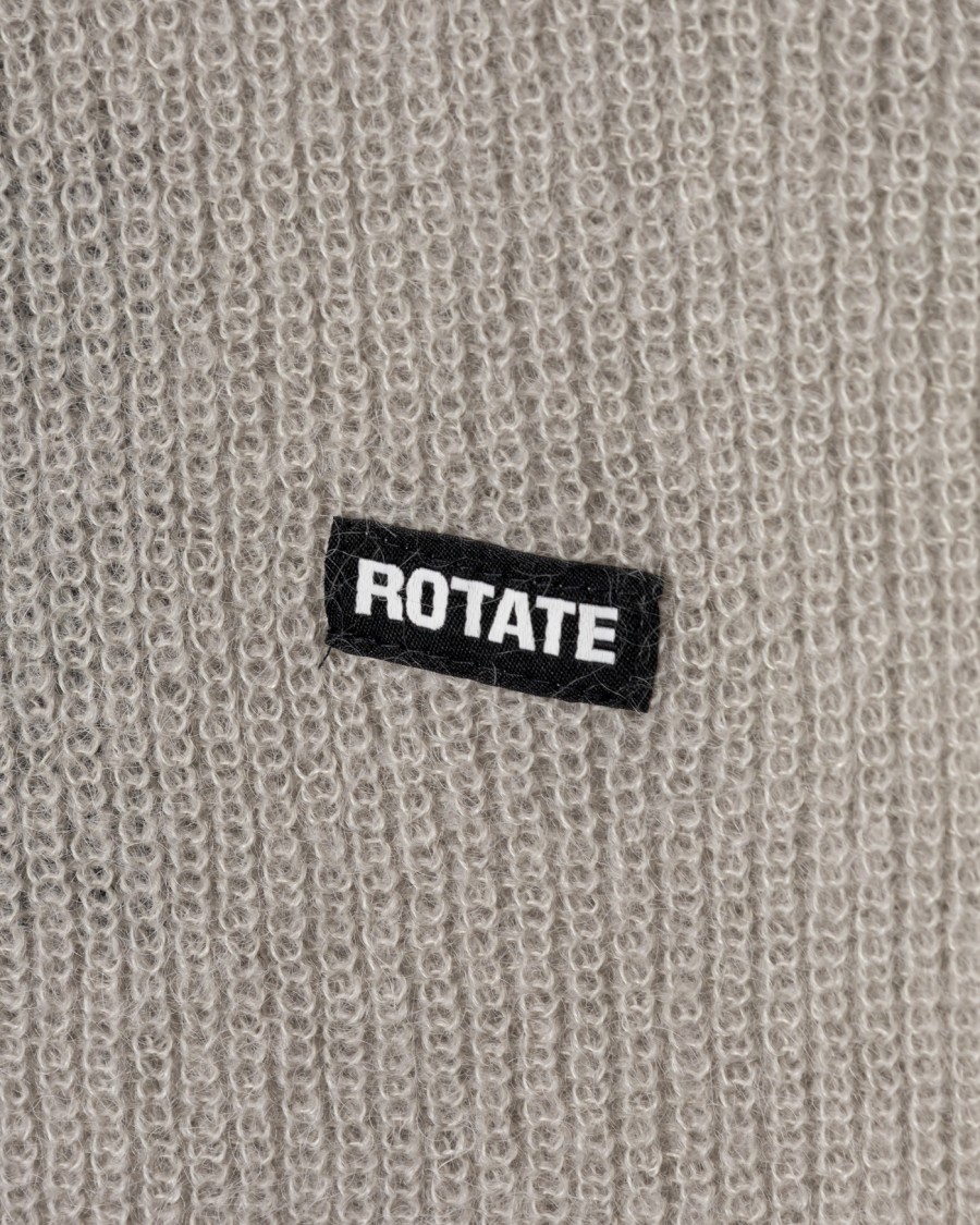 Rotate Birger Christensen Rotate Oversized Knit Jumper With Logo Patch In Gray