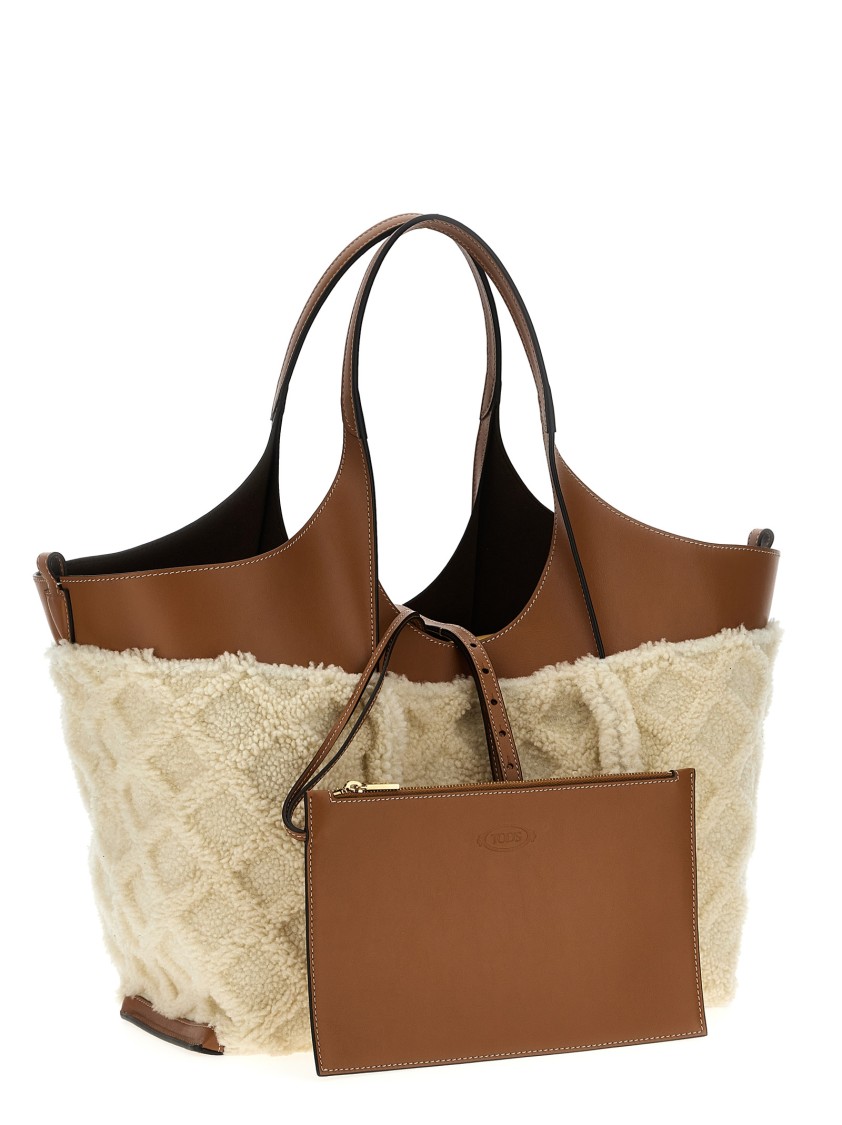 Tod's Medium 't Timeless' Shopping Bag In Neutral