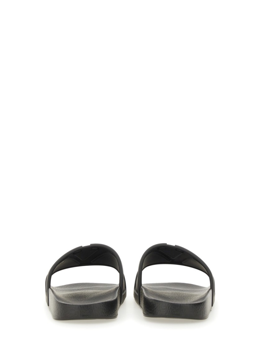 Valentino Garavani Black Sandals With Vlogo Detail On The Front In Tech Fabric Man