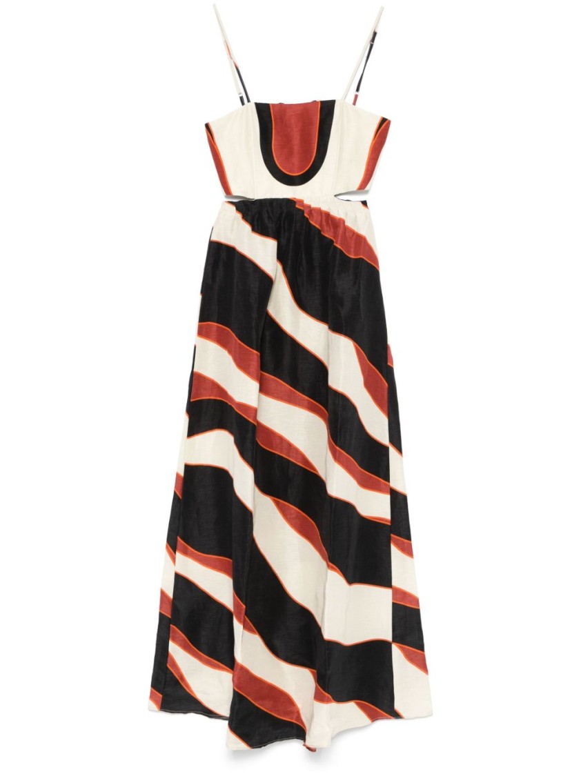 Shop Raquel Diniz Maxi Dress With Bold Wavy Stripes