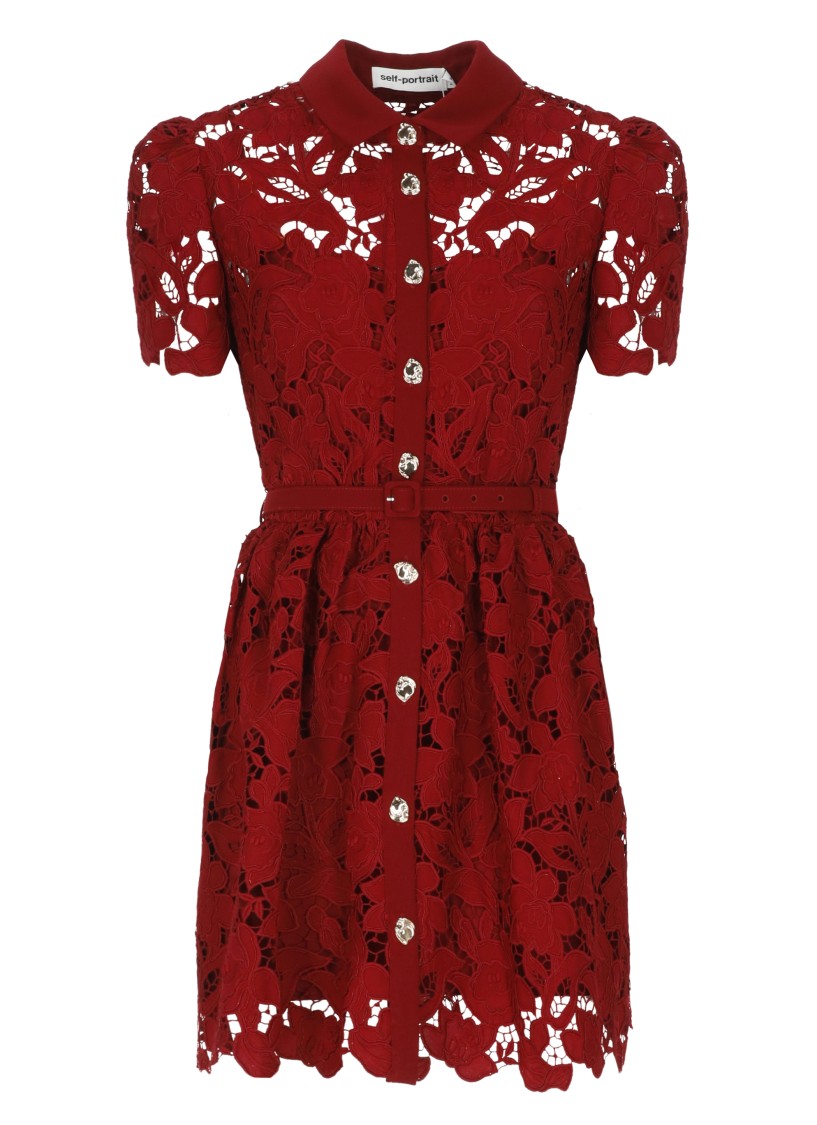 ワンピース Self-portrait Dresses Bordeaux Bordeaux Satin Mini Dress – self-portrait-US