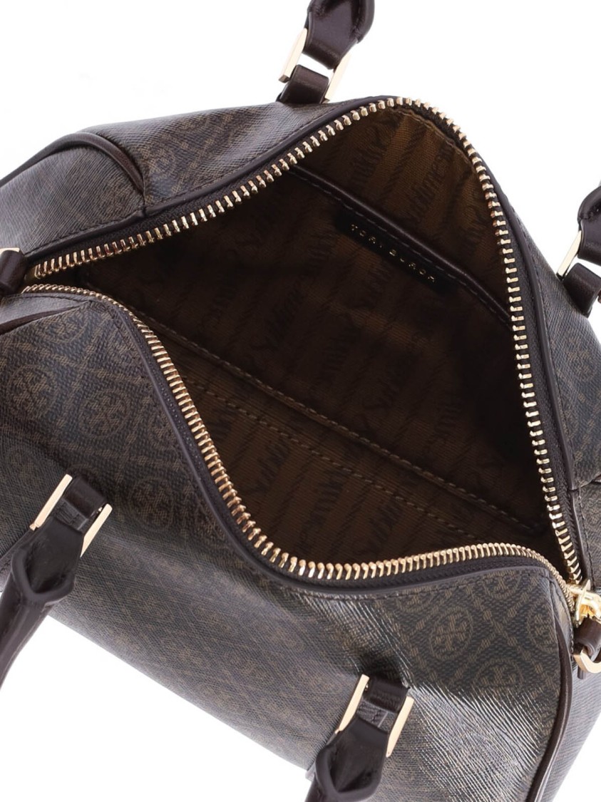 Tory Burch T Monogram Coated Canvas Mini Barrel Bag French Press