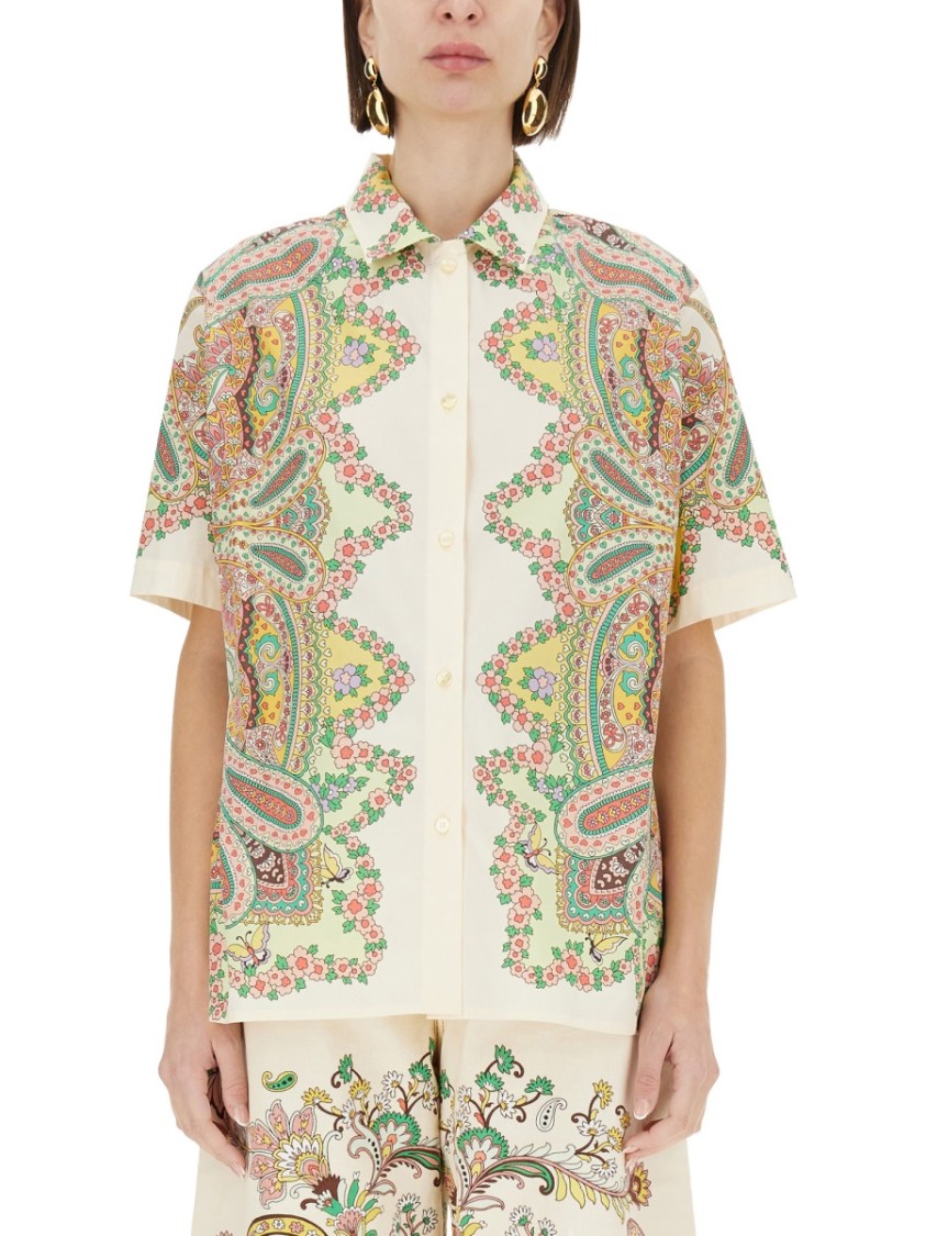Etro Paisley Pattern Shirt With Floral Accents In Multicolor
