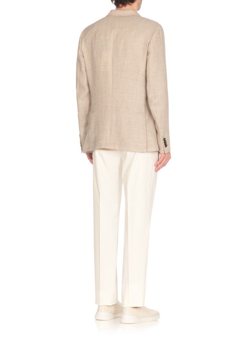 Zegna Chalk Stripe Linen And Silk Jacket In White