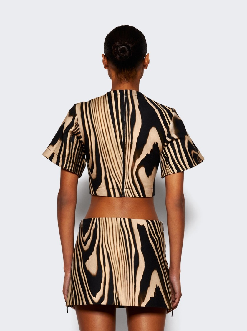 DAVID KOMA DAVID KOMA ZEBRA PRINT CROP TOP - BEIGE AND BLACK