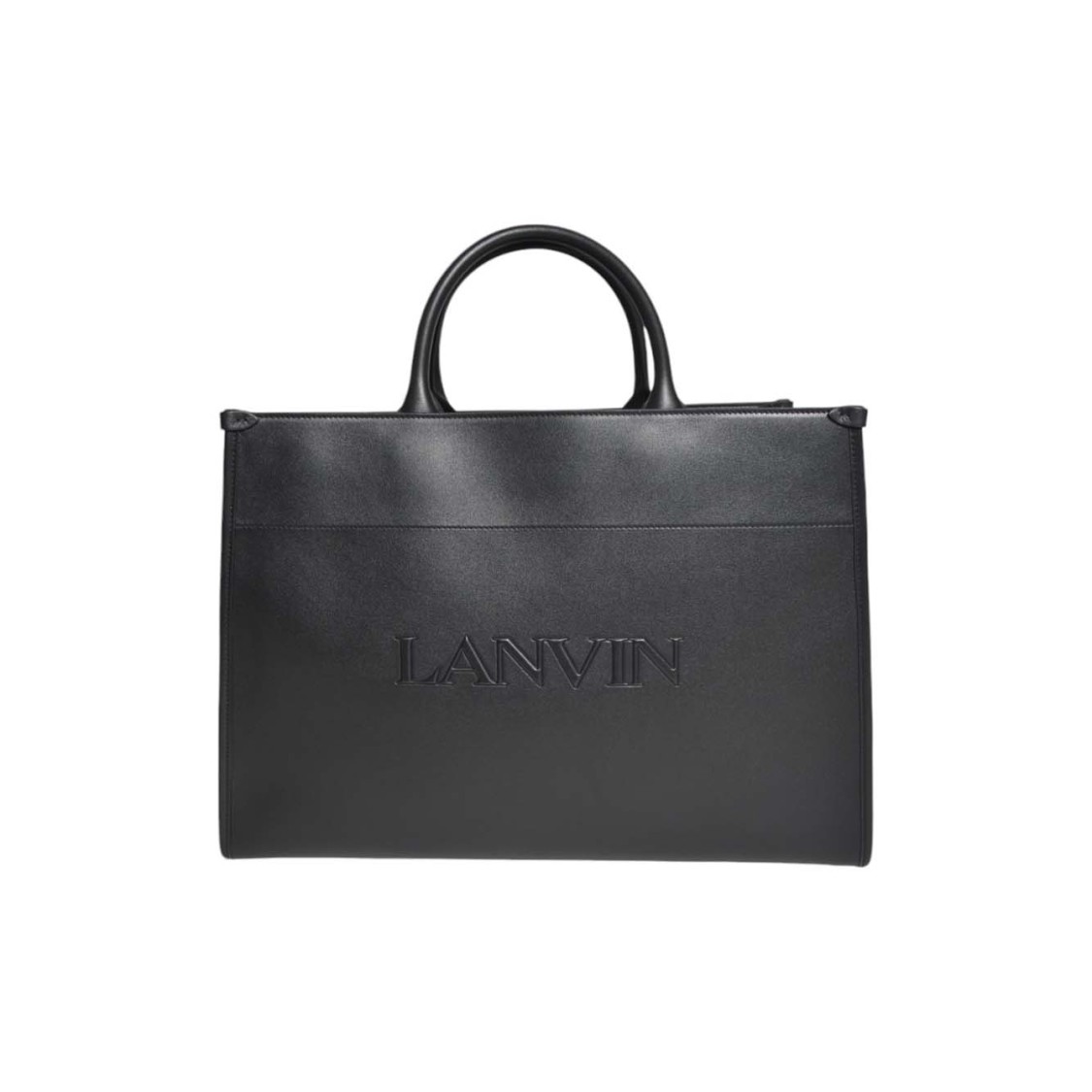 Lanvin Large Tote Bag In Black Brushed Leather