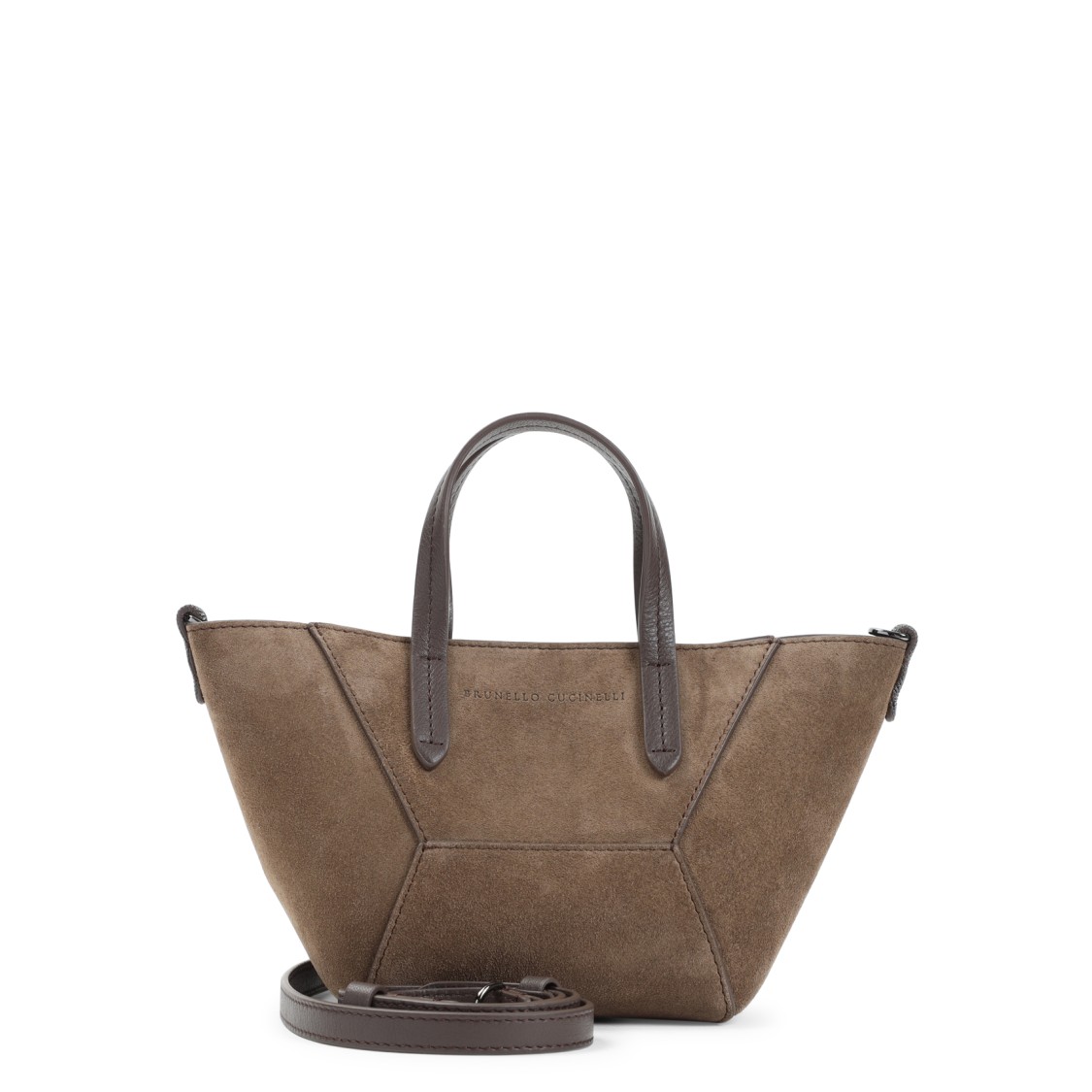 Brunello Cucinelli Suede Hexagonal Panelled Shoulder Bag